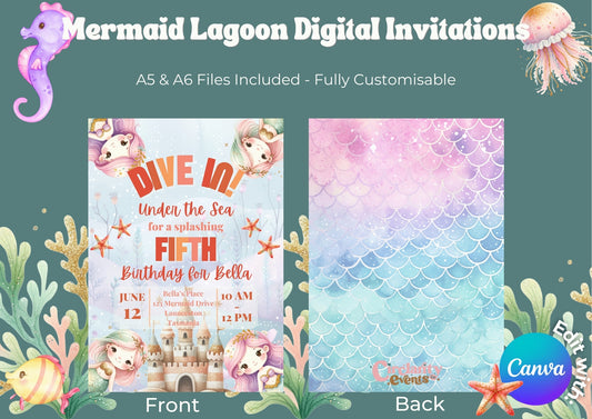 Mermaid Lagoon Invitation - Digital Download