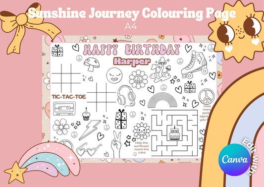 Sunshine Journey Editable Colouring Pages - Digital Download