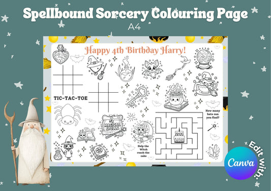 Spellbound Sorcery Editable Colouring Pages - Digital Download