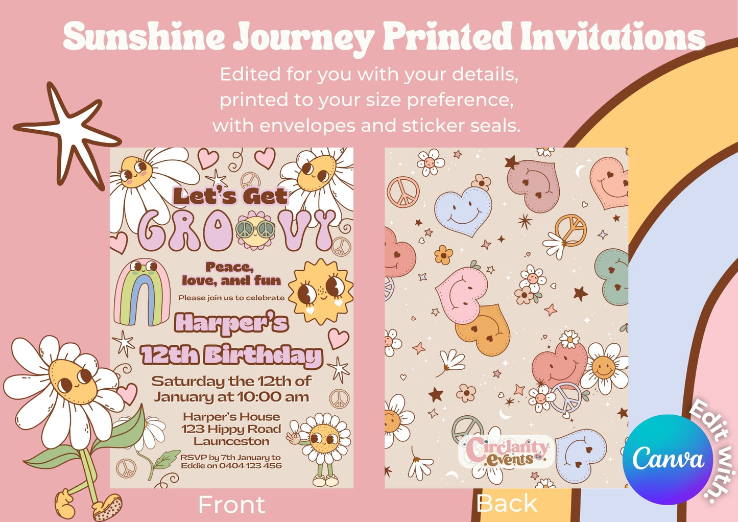 Sunshine Journey Invitation - Personalised and Printed - Pack of ten