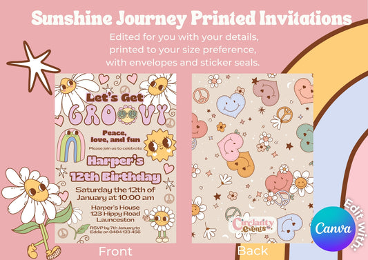 Sunshine Journey Invitation - Personalised and Printed - Pack of ten