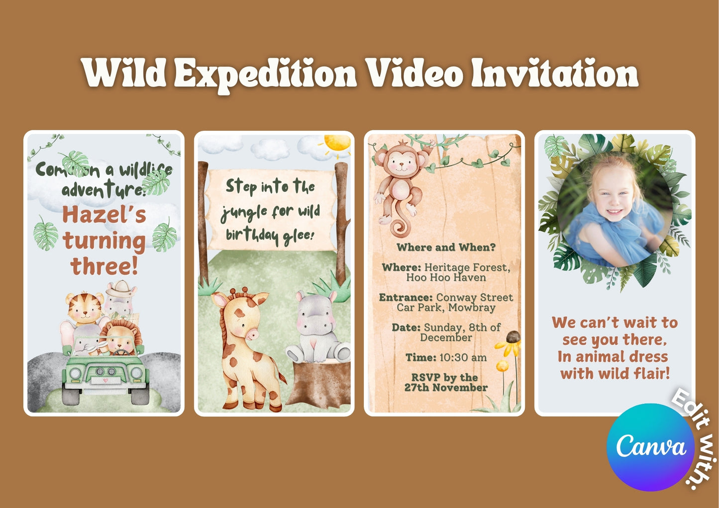 Wild Expedition Video Invitation - Digital Download