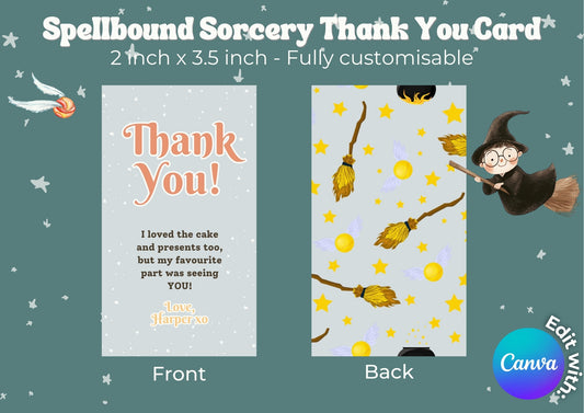 Spellbound Sorcery Editable Thank you Card - Digital Download