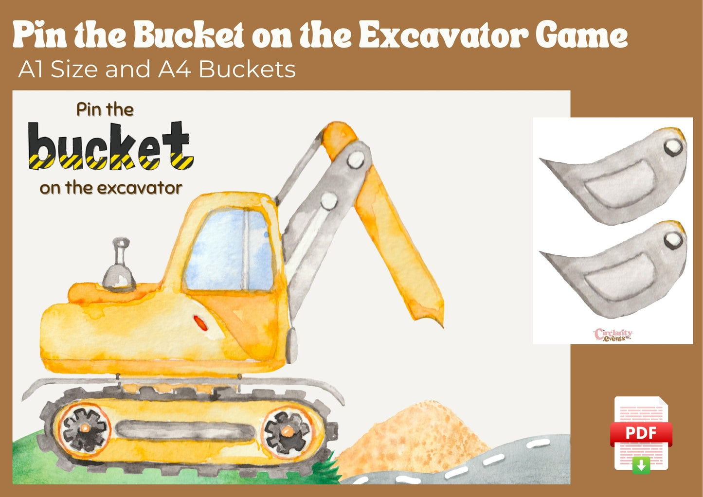 Construction Zone - Pin the Bucket on the Excavator - Digital Download