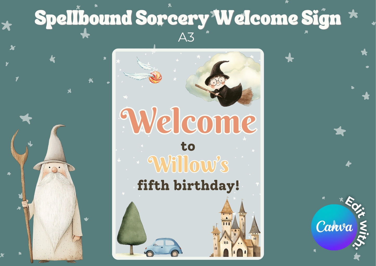 Spellbound Sorcery Editable Welcome Sign - Digital Download