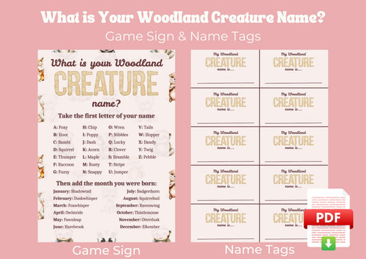 Enchanted Woods - What is your Woodland Creature Name? - Digital Download