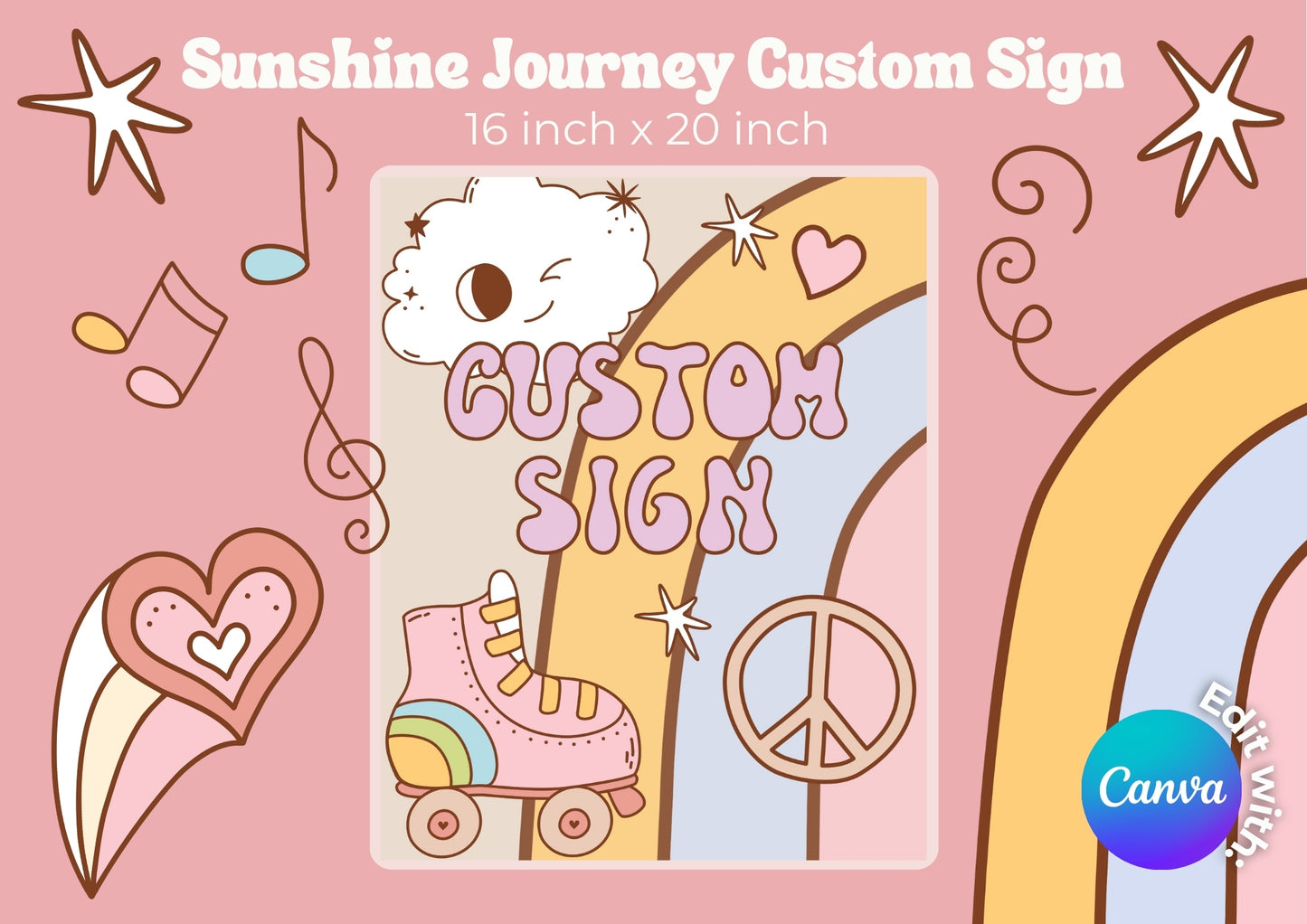 Sunshine Journey Editable Custom Sign - Digital Download