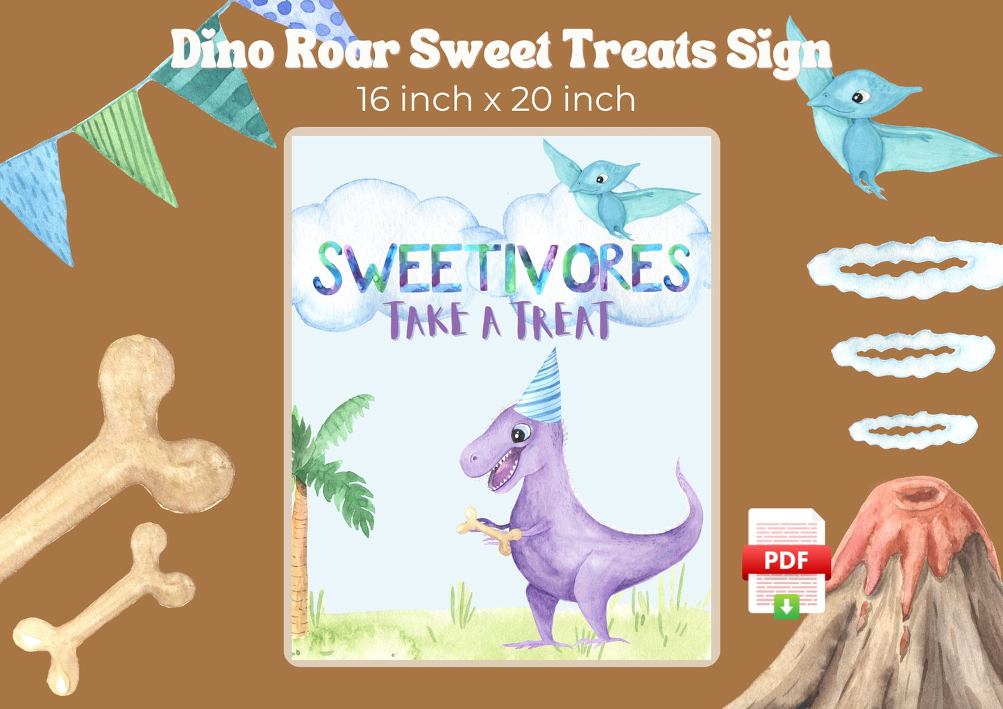 Dino Roar - Sweet Treats Sign - Digital Download