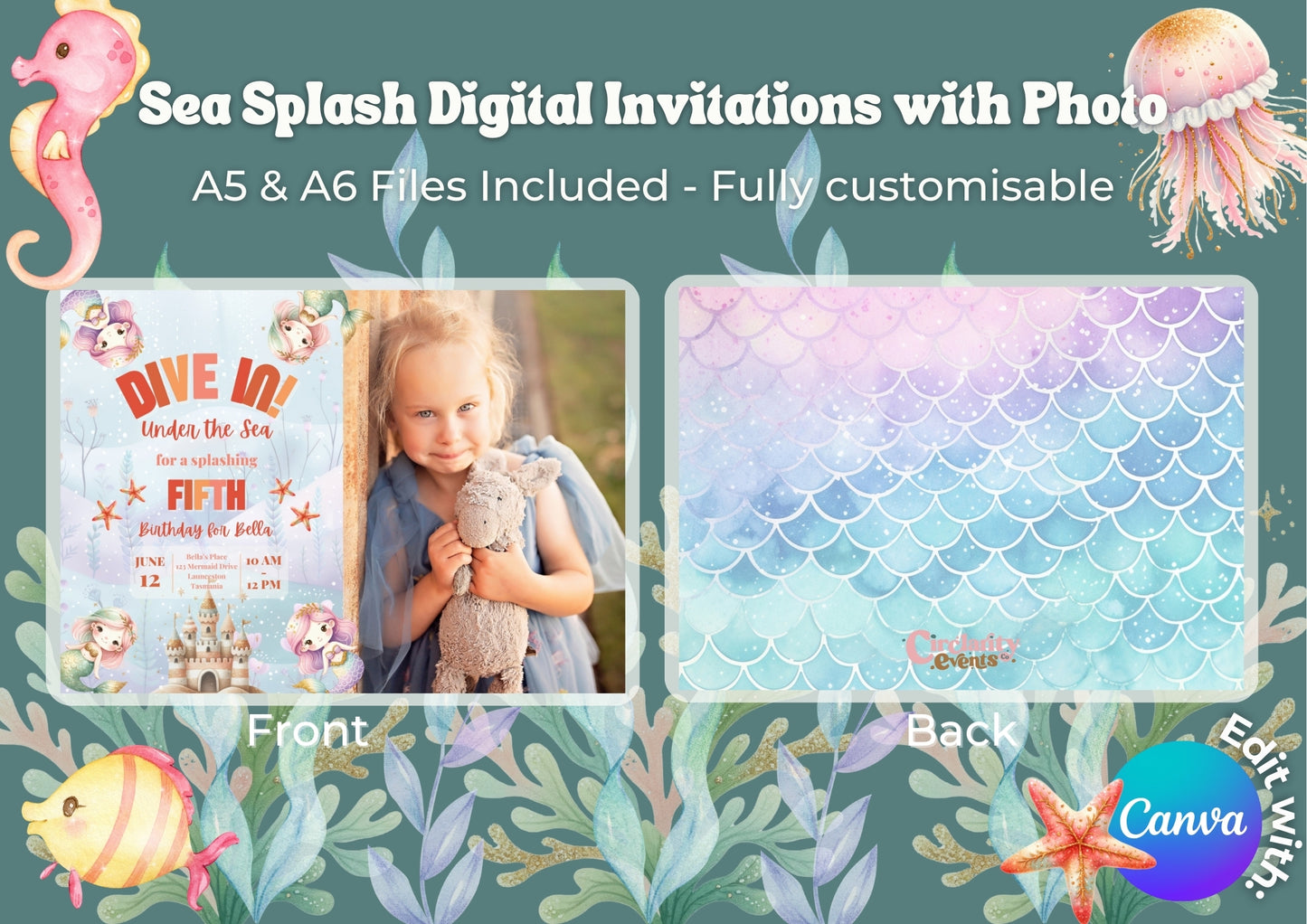 Sea Splash Invitation with Photo - Digital Download