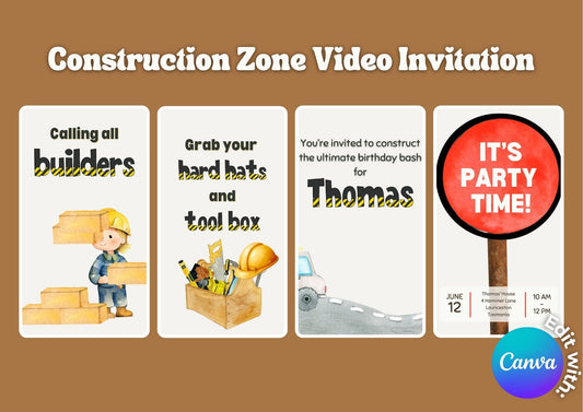 Construction Zone Video Invitation - Download