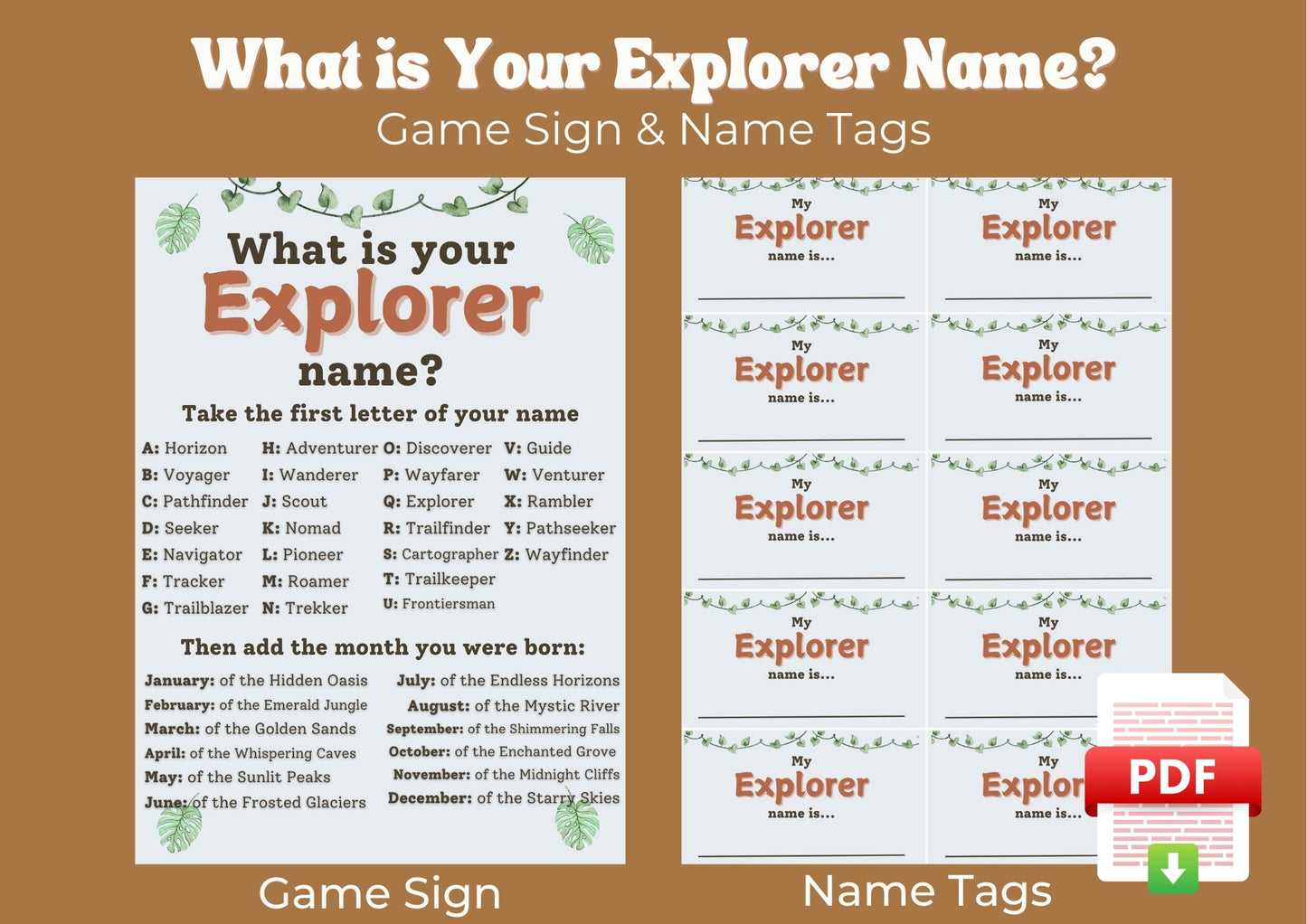 Wild Expedition - What is your Explorer Name? - Digital Download