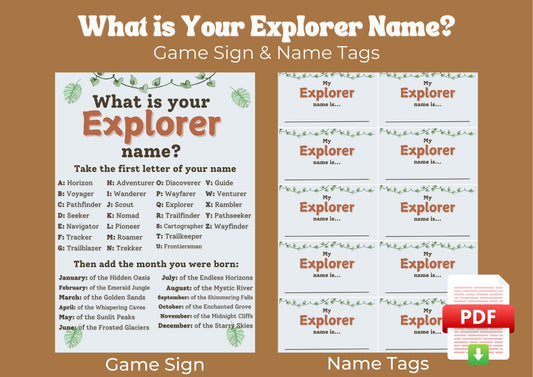 Wild Expedition - What is your Explorer Name? - Digital Download