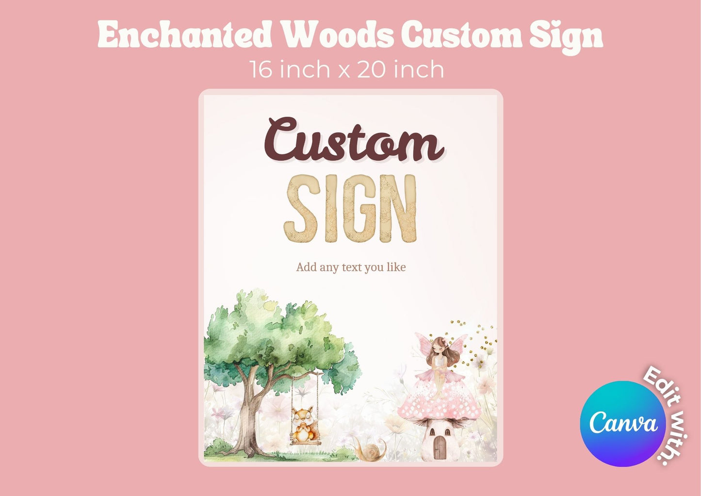 Enchanted Woods Editable Custom Sign - Digital Download