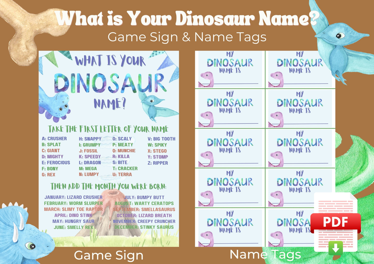 Dino Roar - What is your Dinosaur Name? - Digital Download