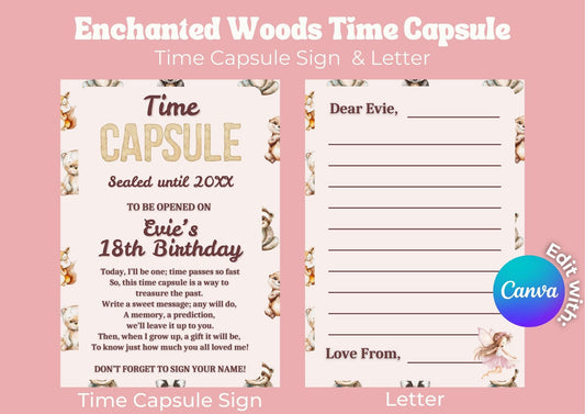 Enchanted Woods Editable Time Capsule - Digital Download