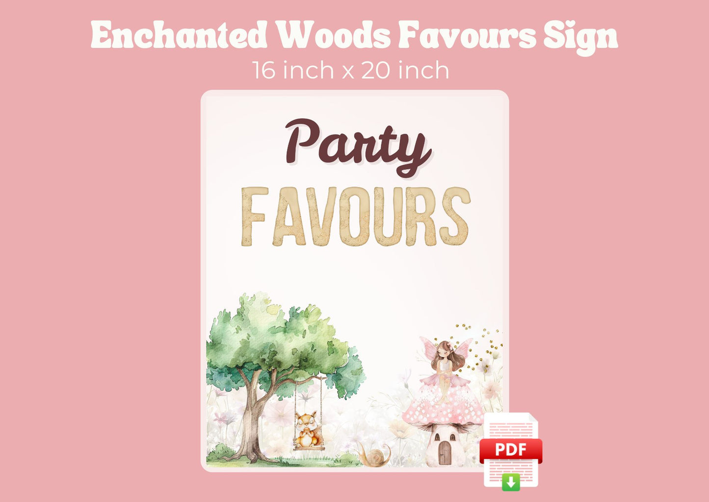 Enchanted Woods - Favours Sign - Digital Download