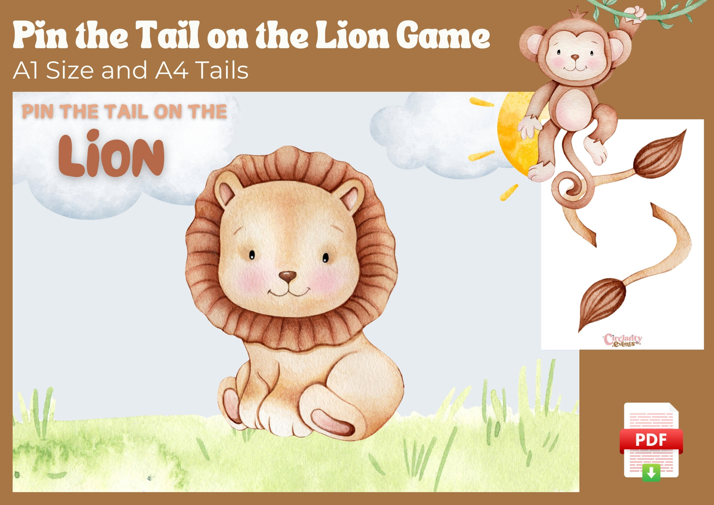 Wild Expedition - Pin the Tail on the Lion - Digital Download