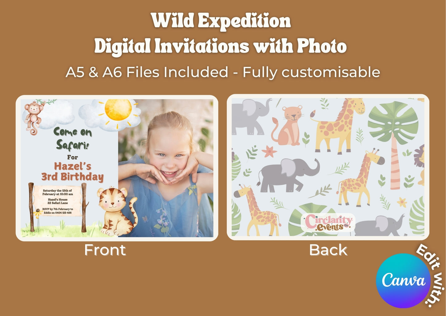 Wild Expedition Invitation with Photo - Digital Download