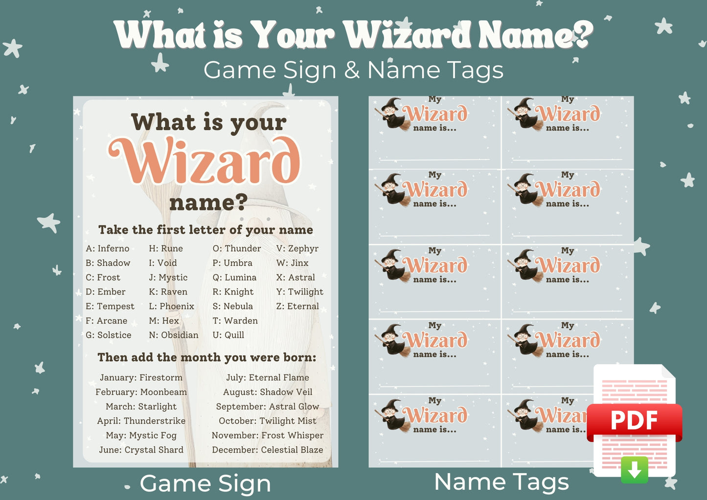 Spellbound Sorcery - What is your Wizard Name? - Digital Download