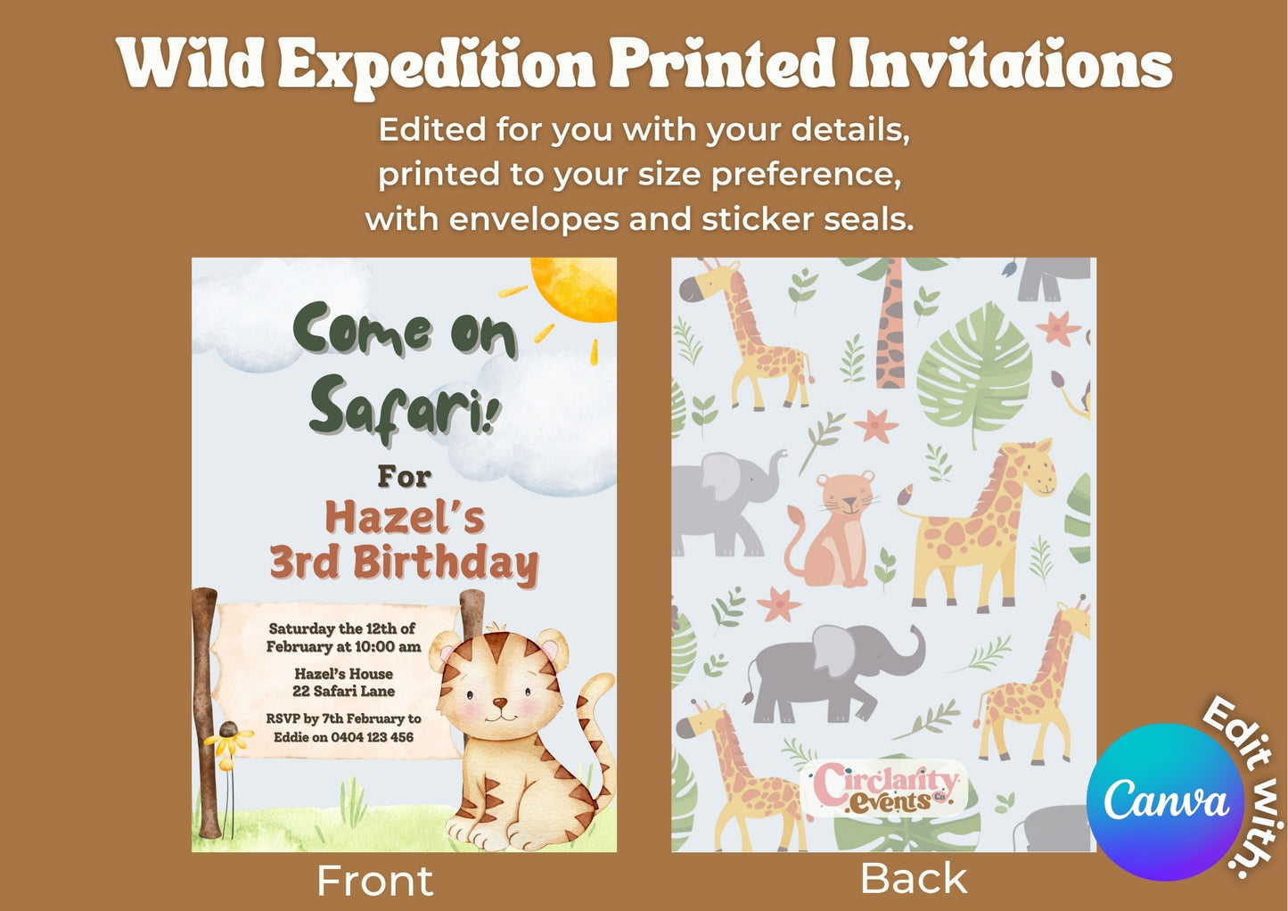 Wild Expedition Invitation - Personalised and Printed - Pack of ten