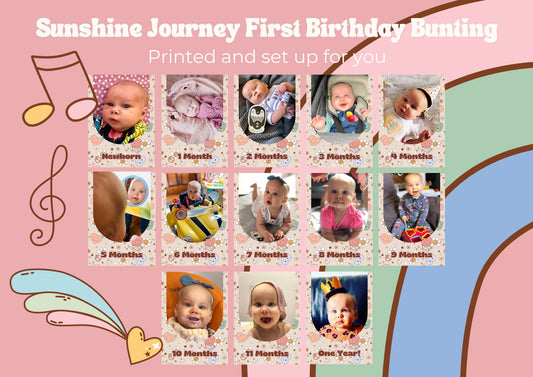 Sunshine Journey First Birthday Photo Bunting - Personalised and Printed