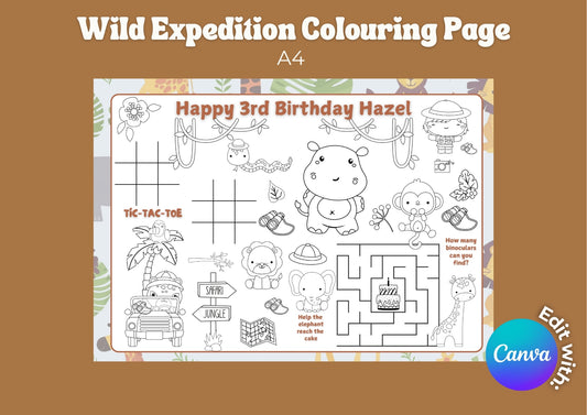 Wild Expedition Editable Colouring Pages - Digital Download