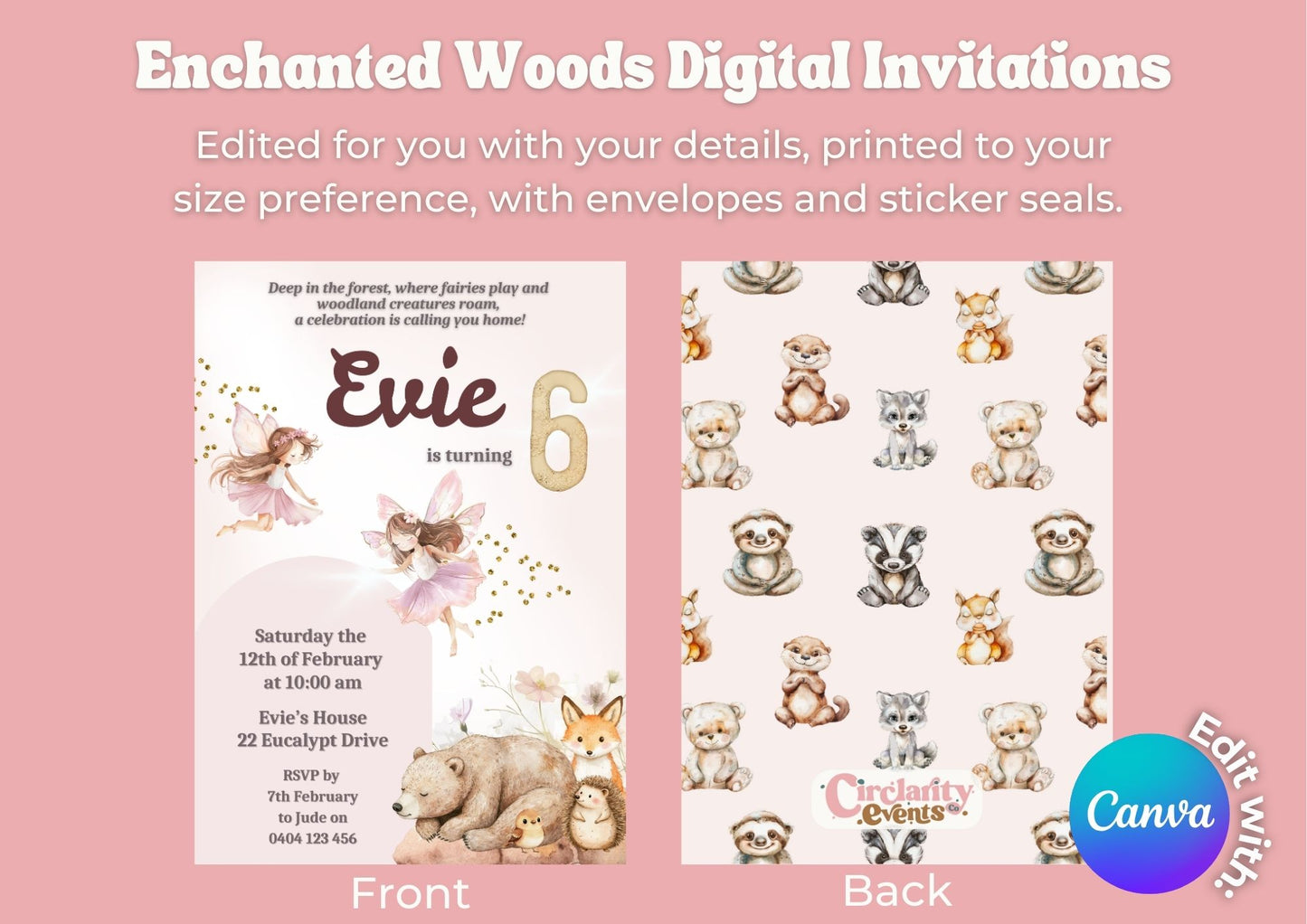 Enchanted Woods Invitation - Personalised and Printed - Pack of ten