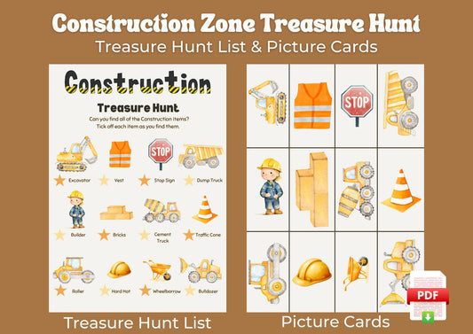 Construction Zone Treasure Hunt - Digital Download