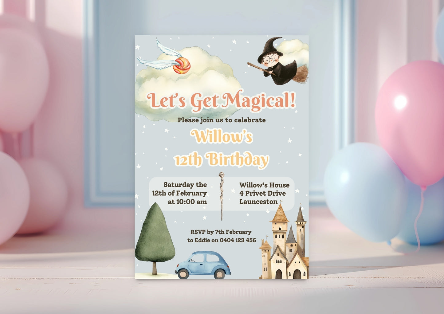 Spellbound Sorcery Invitation - Personalised and Printed - Pack of Ten