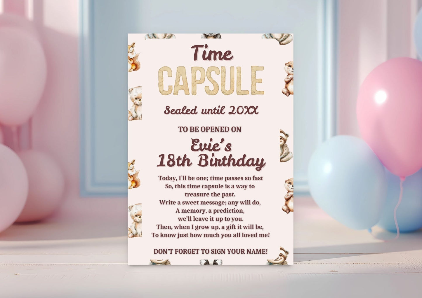 Enchanted Woods Editable Time Capsule - Digital Download