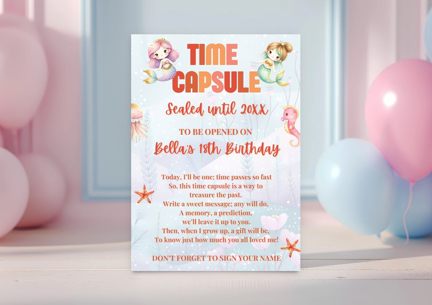 Sea Splash Editable Time Capsule - Digital Download