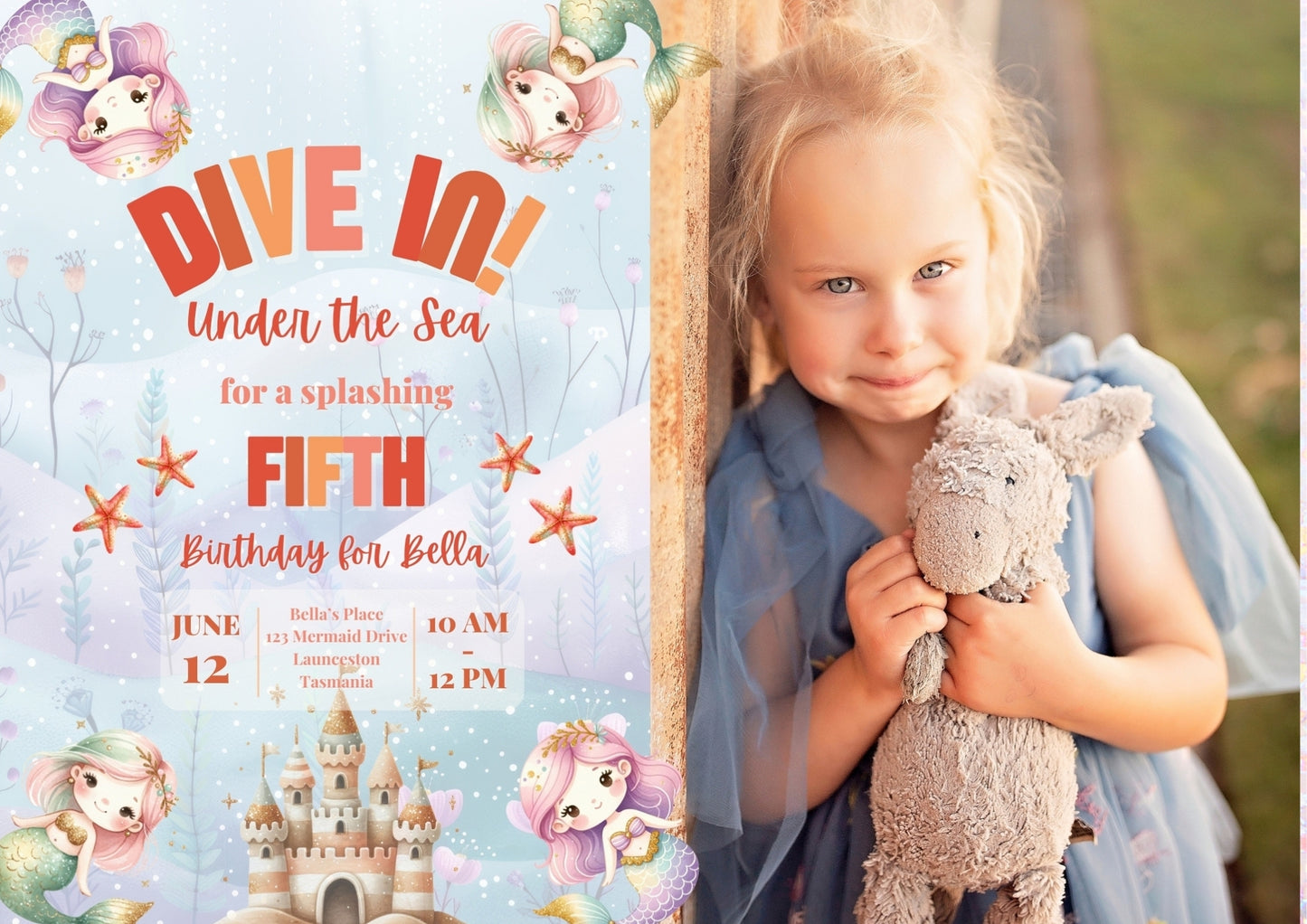 Sea Splash Invitation with Photo - Digital Download