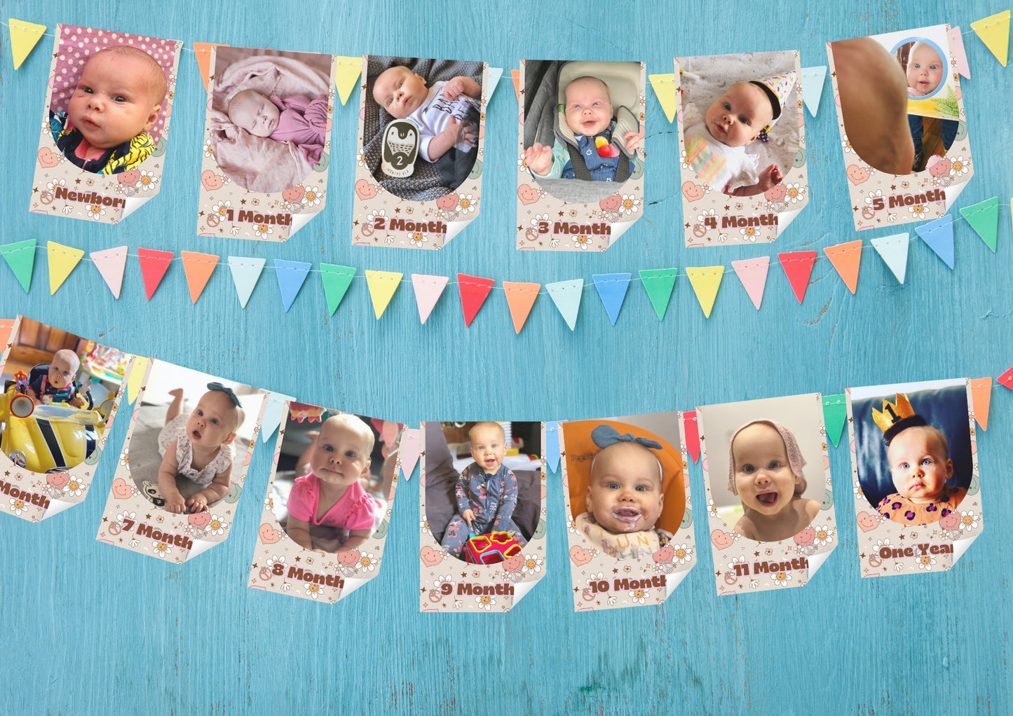 Sunshine Journey Editable First Birthday Photo Bunting - Digital Download