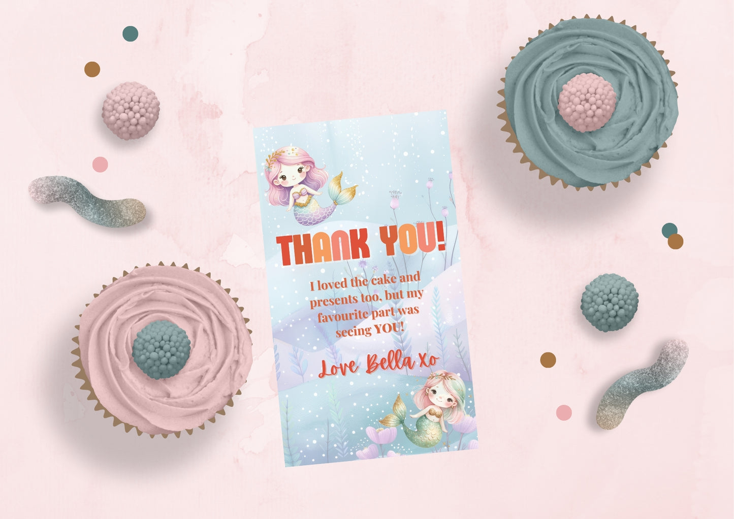 Sea Splash Editable Thank you Card - Digital Download