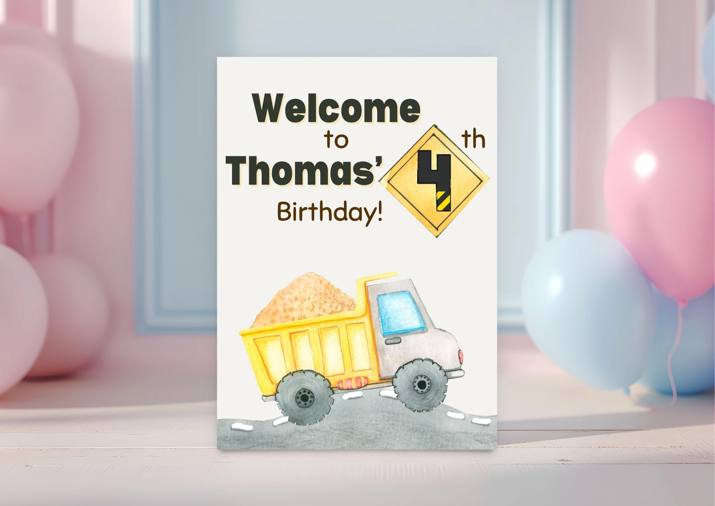 Construction Zone Editable Welcome Sign - Digital Download