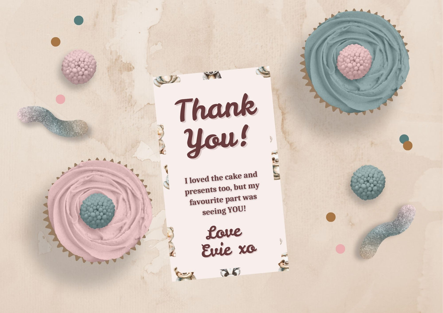 Enchanted Woods Editable Thank you Card - Digital Download