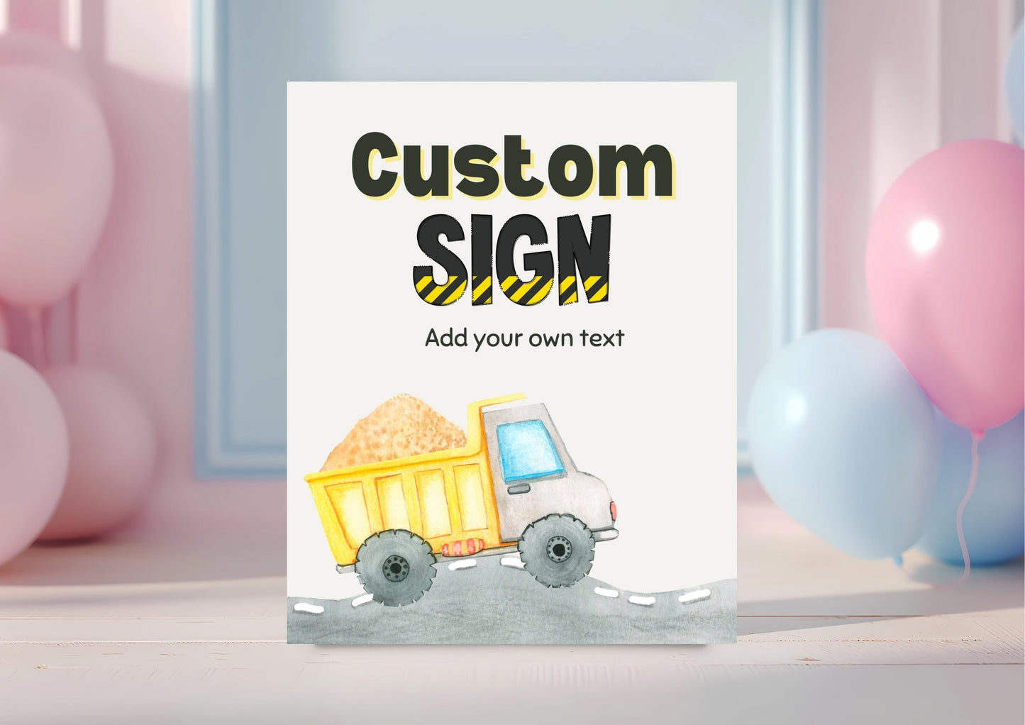 Construction Zone Editable Custom Sign - Digital Download