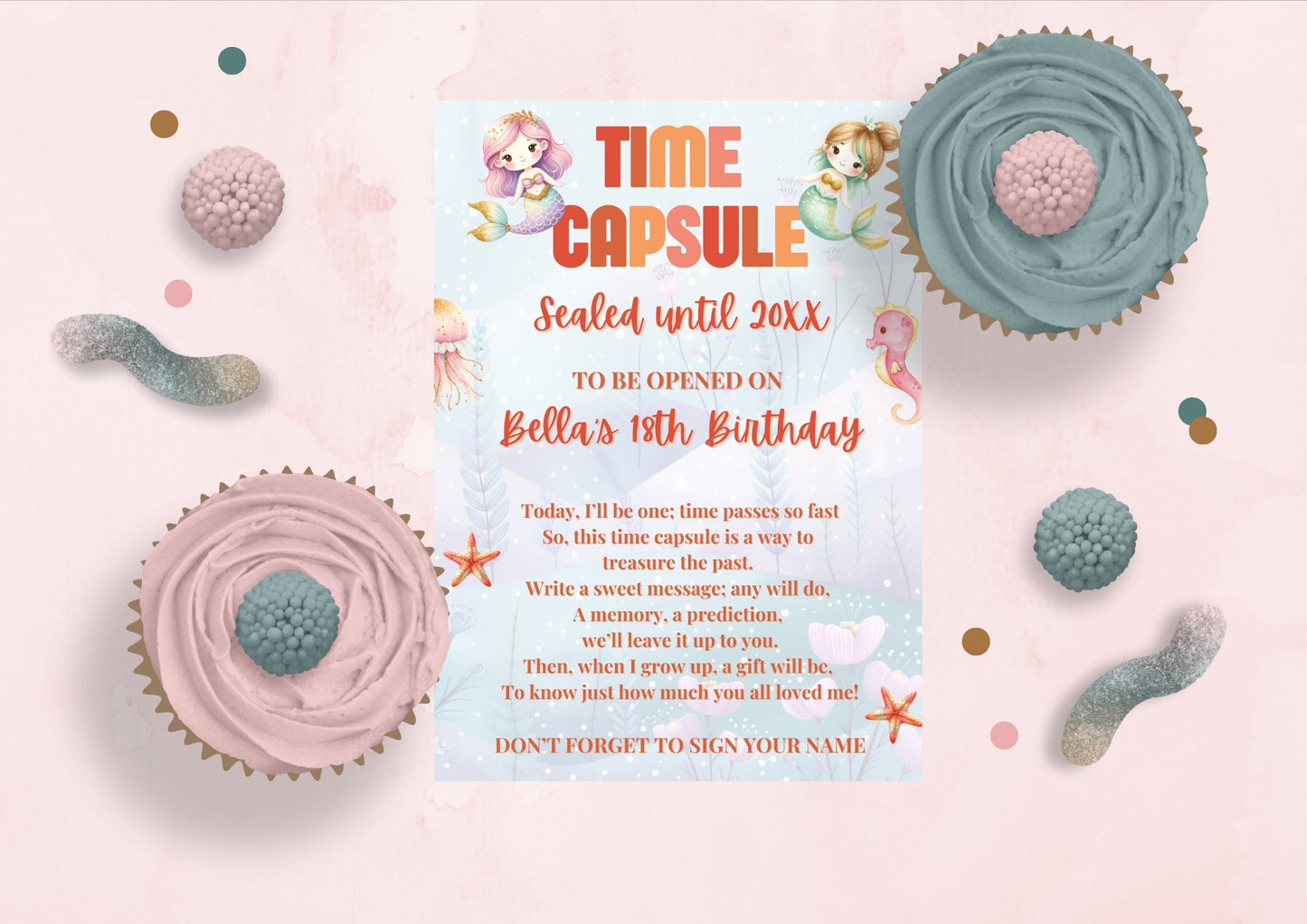 Sea Splash Editable Time Capsule - Digital Download