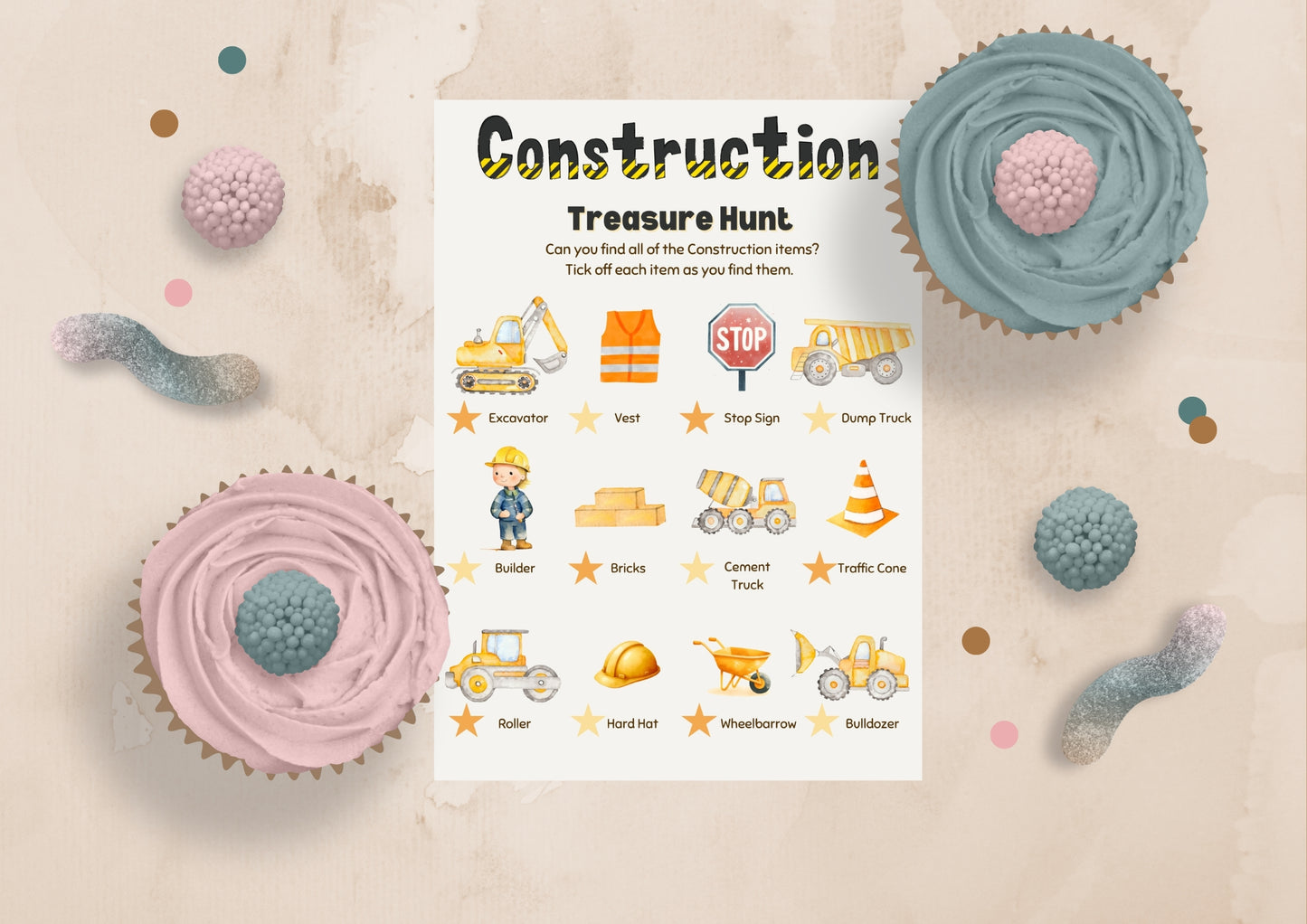 Construction Zone Treasure Hunt - Digital Download