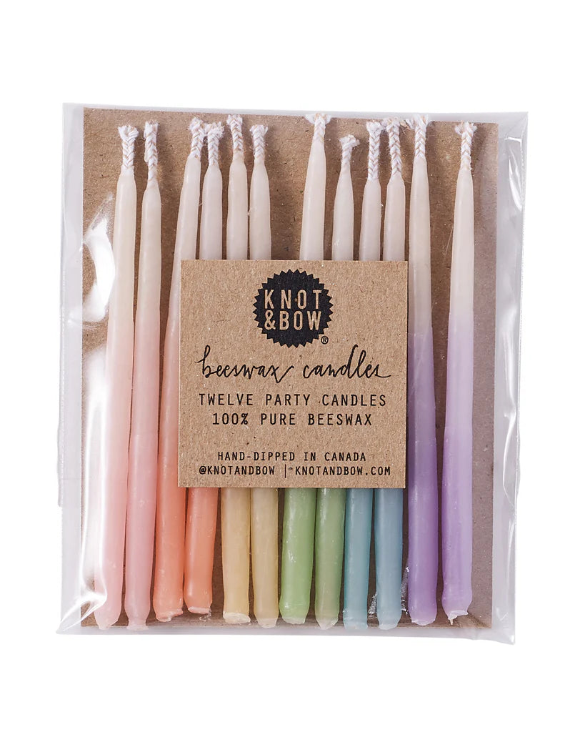 Assorted Beeswax Birthday Candles - Pack of 12