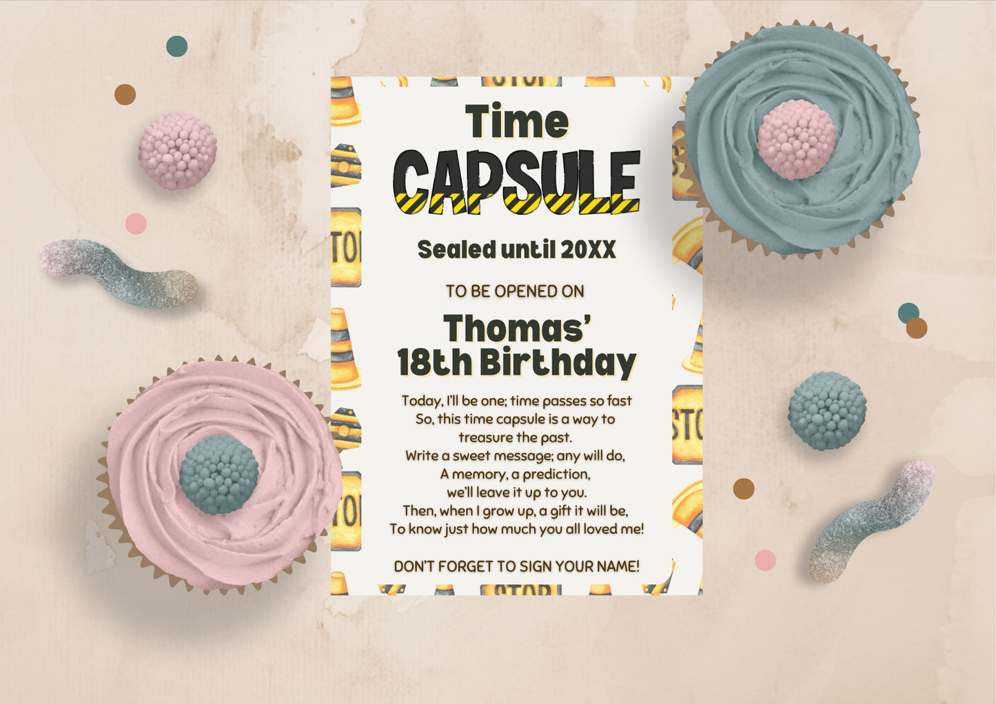 Construction Zone Editable Time Capsule - Digital Download