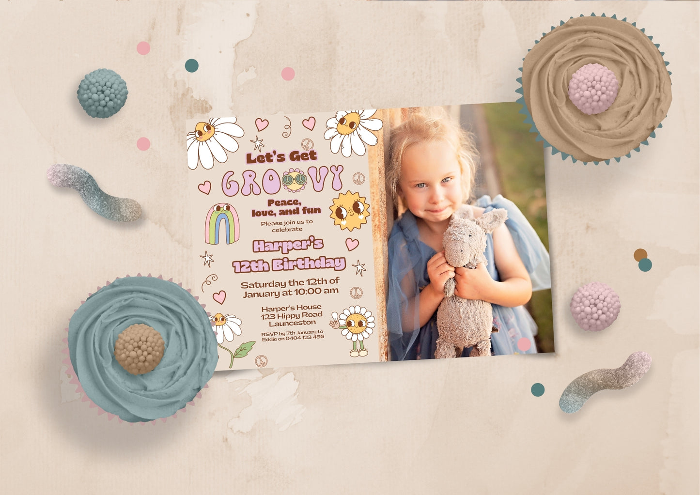 Sunshine Journey Invitation with Photo - Personalised and Printed - Pack of ten