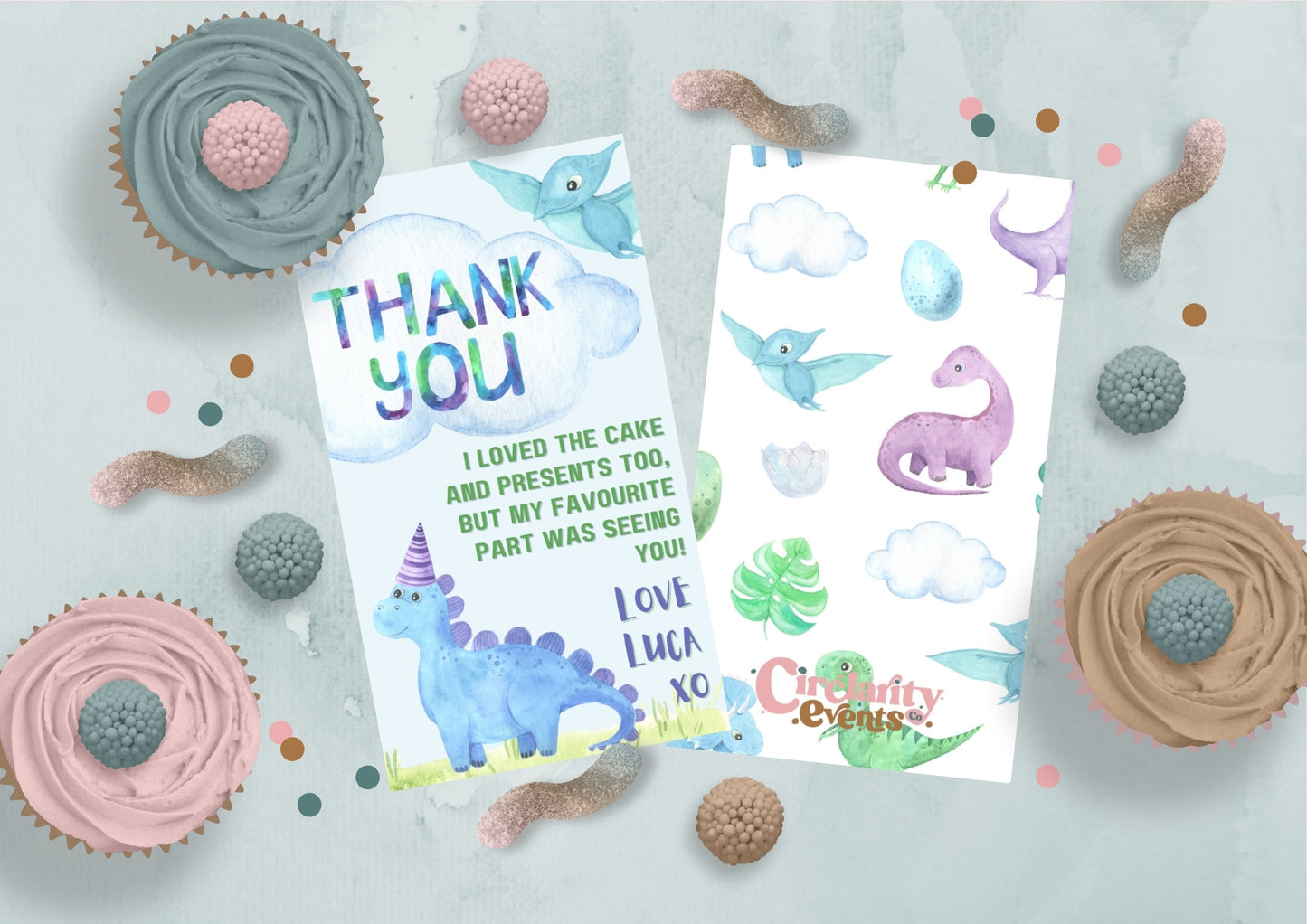 Dino Roar Editable Thank you Card - Digital Download