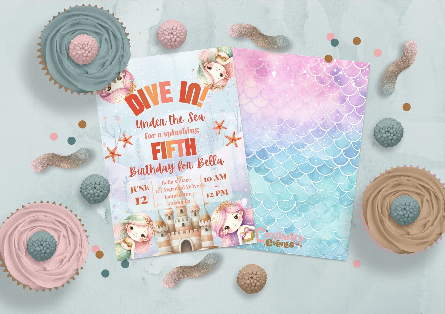 Sea Splash Invitation - Personalised and Printed - Pack of ten