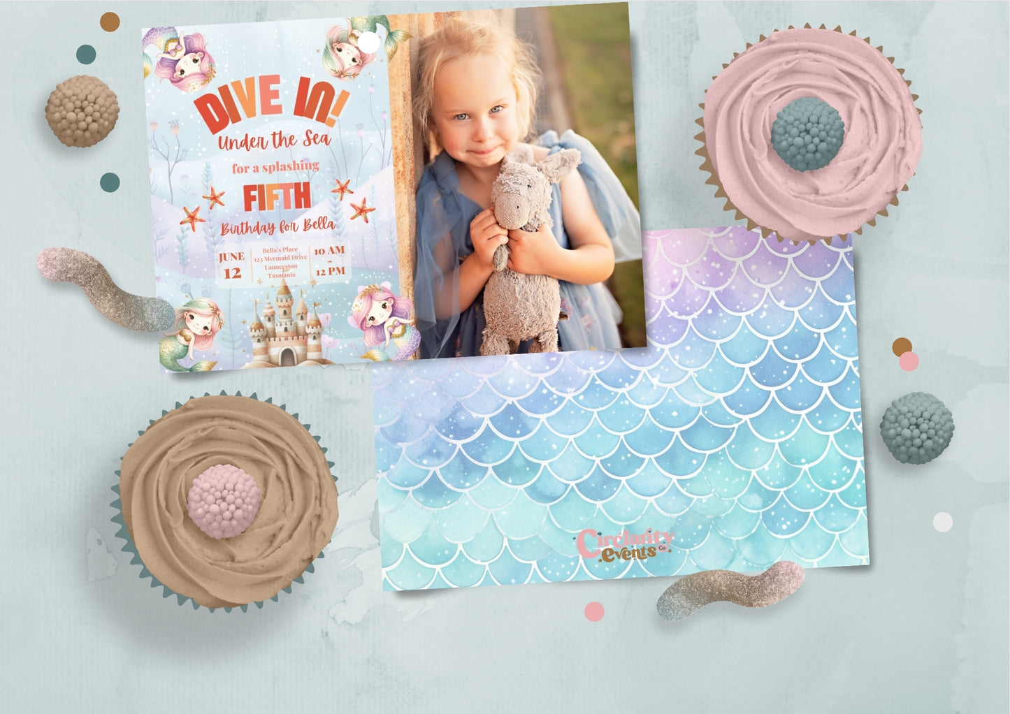 Sea Splash Invitation with Photo - Digital Download