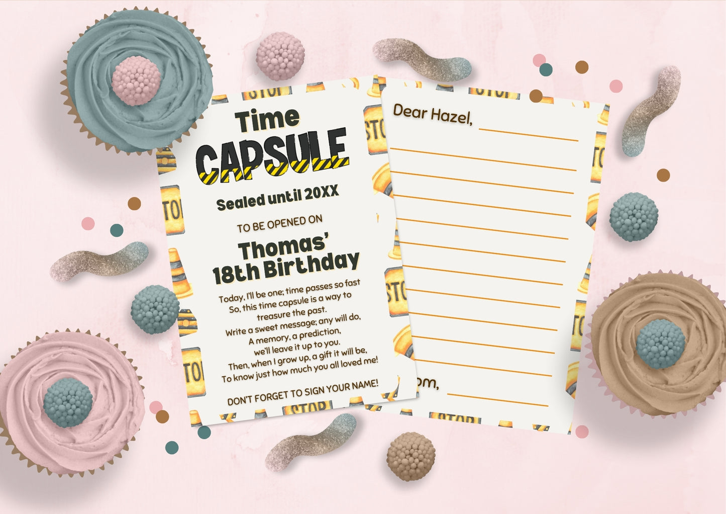 Construction Zone Editable Time Capsule - Digital Download