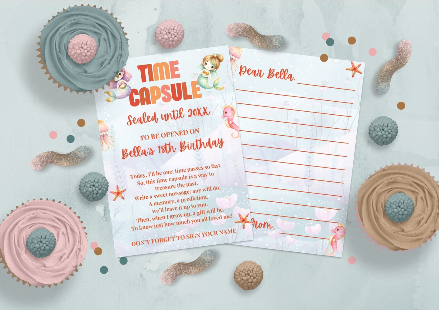 Sea Splash Editable Time Capsule - Digital Download