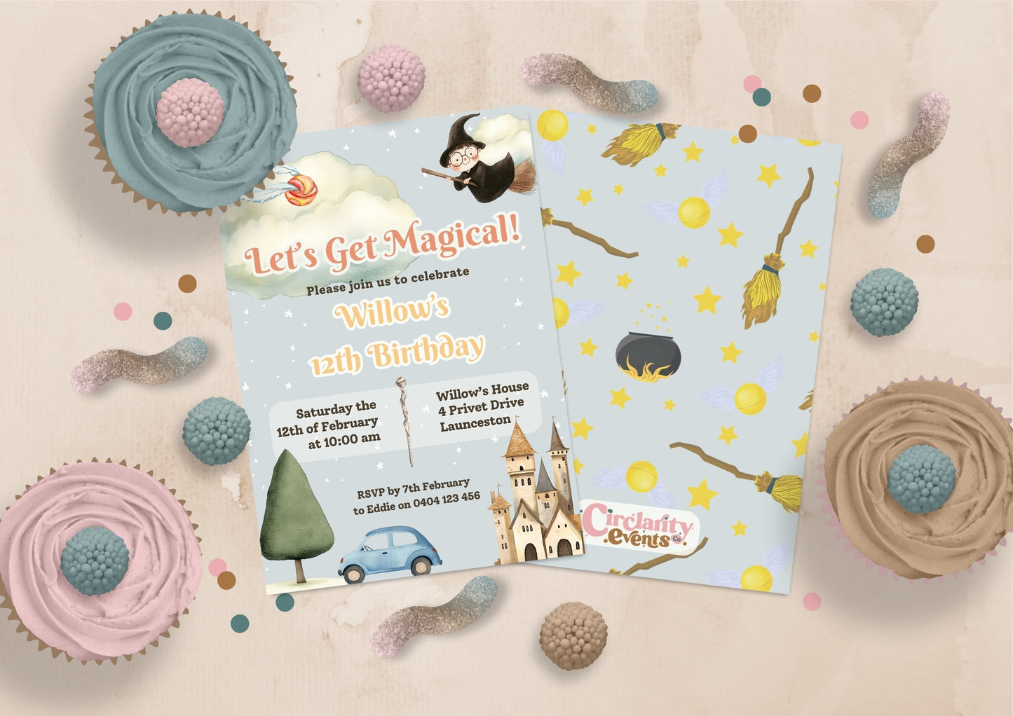 Spellbound Sorcery Invitation - Personalised and Printed - Pack of Ten