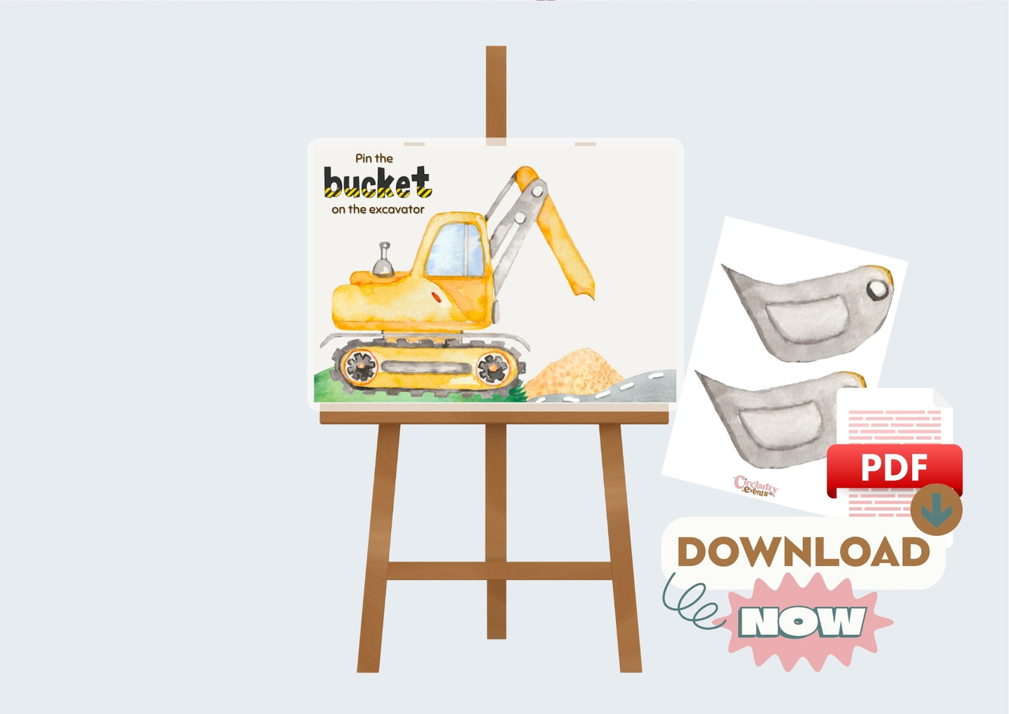 Construction Zone - Pin the Bucket on the Excavator - Digital Download