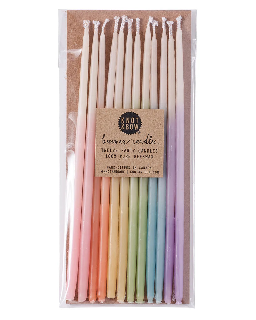 Assorted Tall Beeswax Birthday Candles - Pack of 12